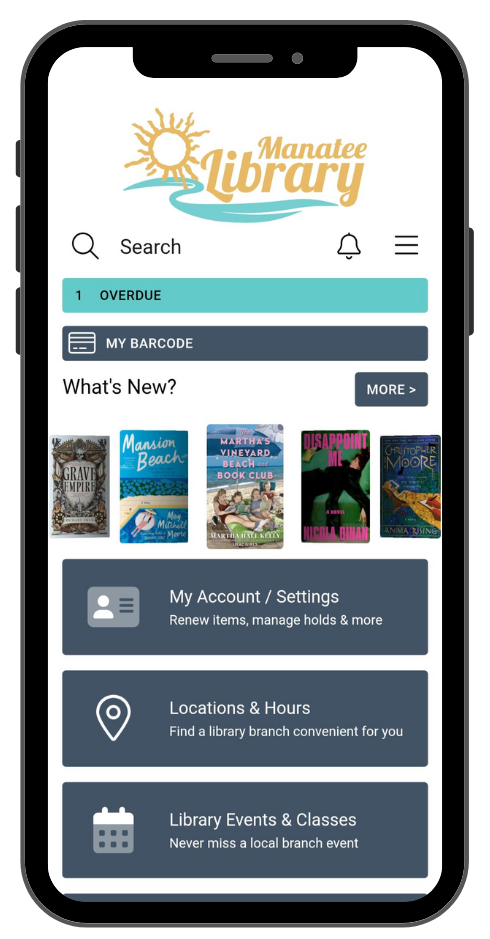 Manatee Library App on Phone