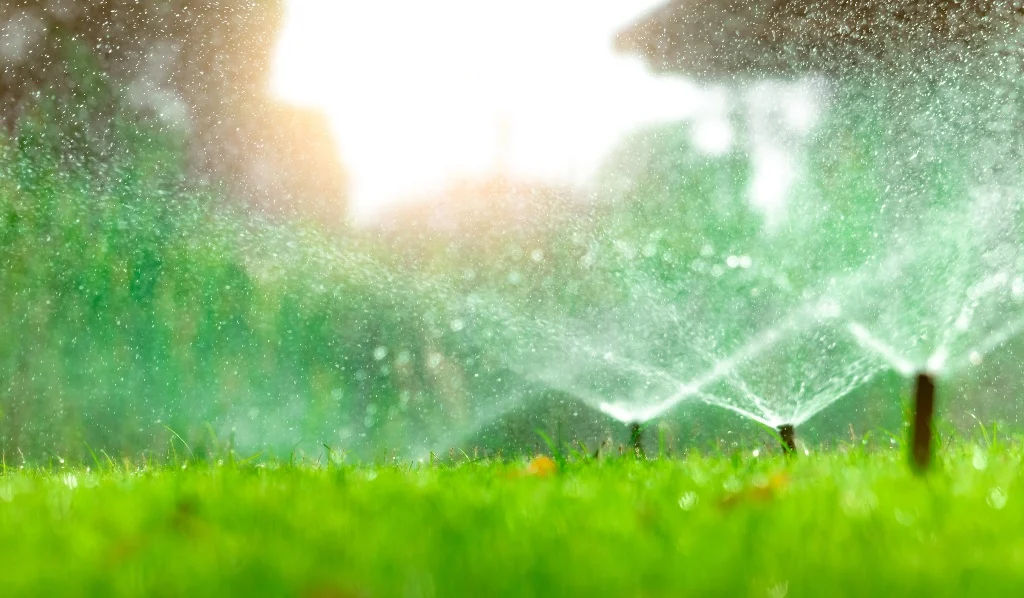 Lawn Sprinklers Spraying Water