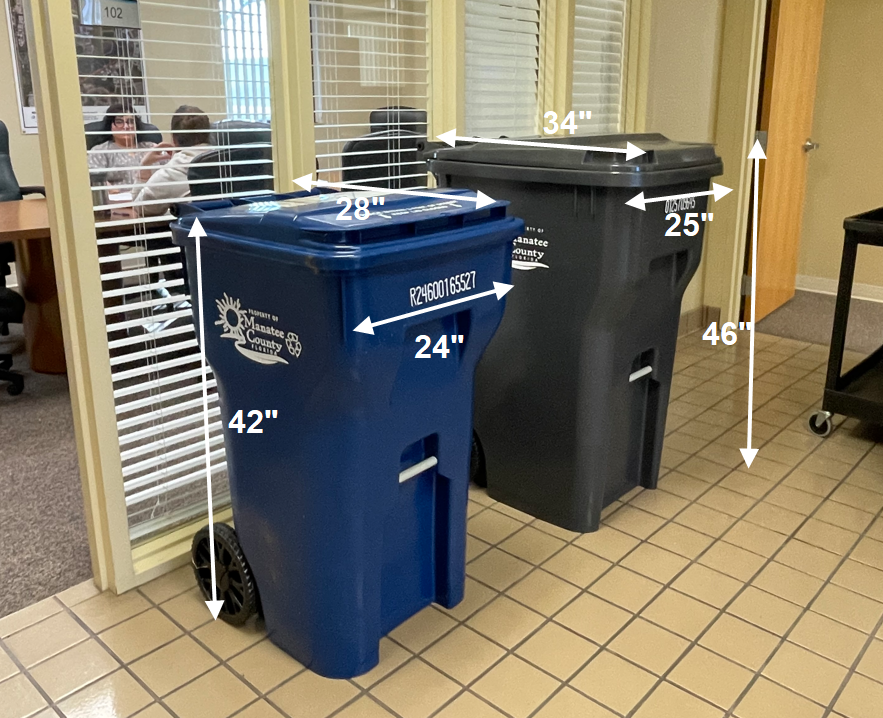 Garbage Can Sizes  L x W x H (96 and 64)